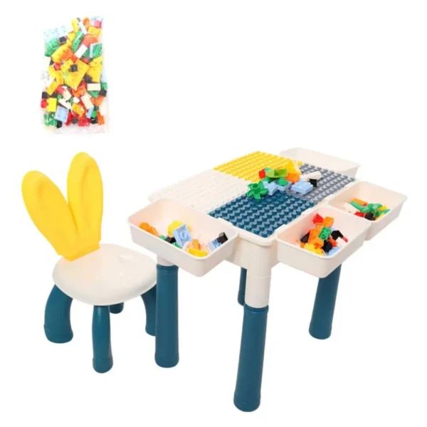 Mesa Didáctica Infantil Con Silla Y 86 Bloques Juego