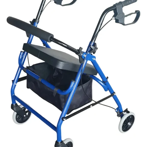Andador Ortopédico Plegable Home Azul Adulto Con Asiento Frenos Altura Ajustable