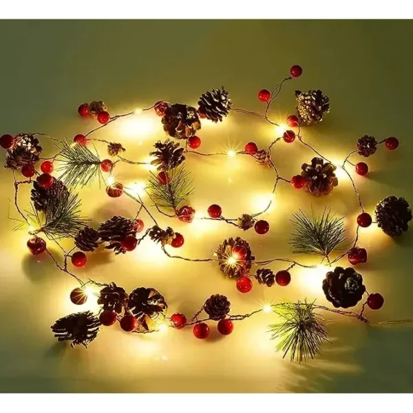 Guirnalda 20 Led Conos De Pino Guindas Cascabel Navideño Usb