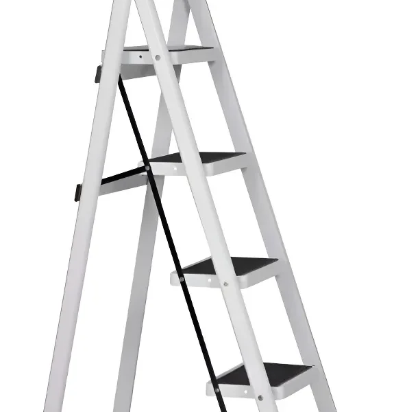 Escalera 5 Escalones Negra / Blanca - Construida En Metal Color Negro