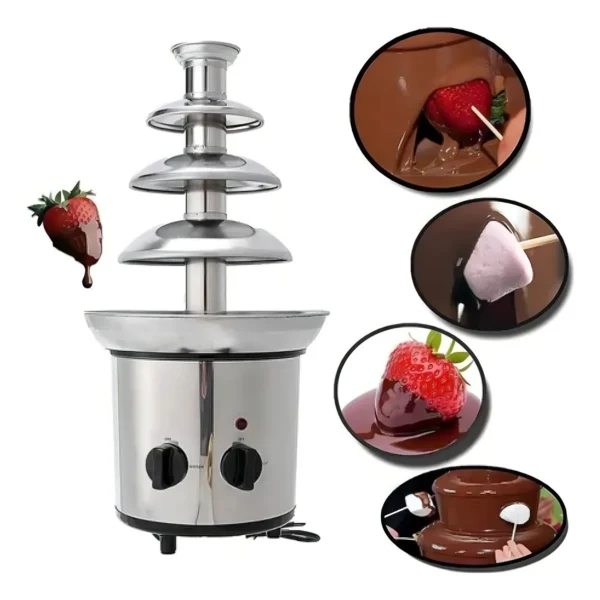 Cascada Fuente Chocolate Fondue 4 Niveles Acero Inoxidable C Color Plateado