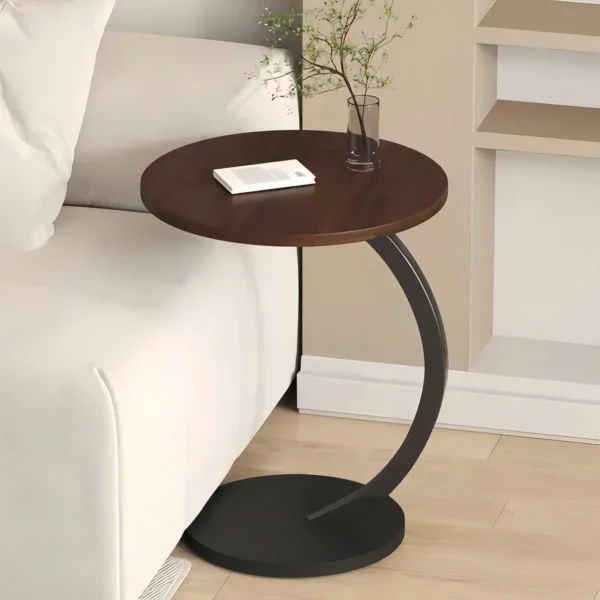 Mesa Redonda Living Lateral, Mesa Centro Auxiliar Pequeña Color Marrón Madera Estilo Hogar