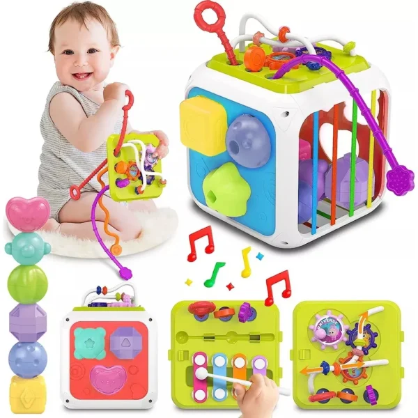 Banna Juego De Enseñanza Para Bebés Con Cubo De Actividades 7 En 1 Juguete Para Bebé Cubo De Actividades, Niños Pequeños Montessori Juguetes Educativos Multicolor